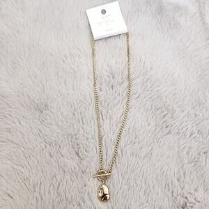 NEW J. Crew Hammered Gold Pendant T-Bar Necklace